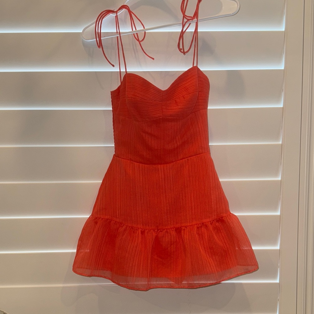 Amanda Uprichard Red Mini Dress with Tie Straps